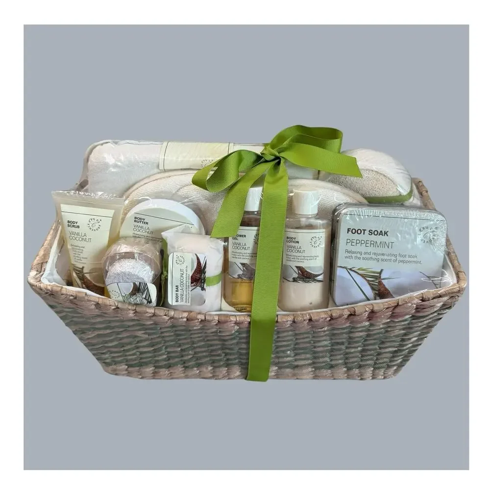 Cru De Provence 10 Pcs Gift Set Bath Spa Basket Vanilla Coconut Scent New Sealed